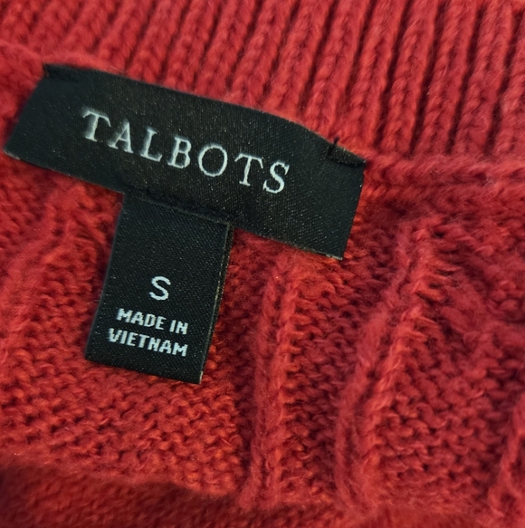 Women's Talbots Red Cable Knit Crewneck Sweater, Size S - Picture 2 of 15
